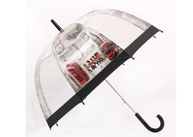 Forma de dobra reta da abóbada do punho do guarda-chuva transparente automático visível da chuva