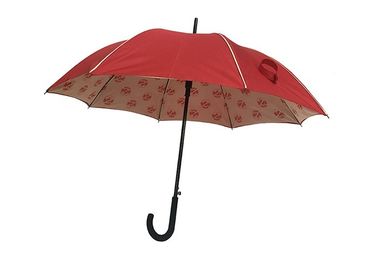Guarda-chuva resistente do golfe do vento vermelho do Pongee com impressão completa do painel do interior