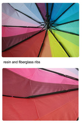 Guarda-chuva de dobramento do arco-íris dois Windproof com o eixo do metal de 8mm